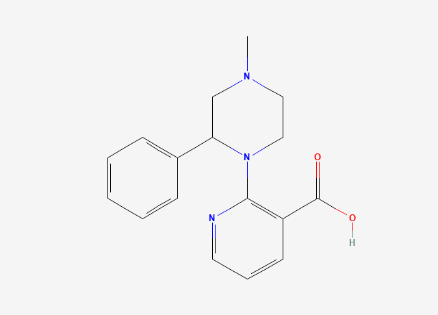 1-(3-Carboxypyrid-2-yl)-2-phenyl-4-methyl-piperazine structure